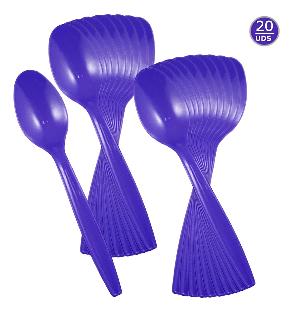Pack 20 Uds Cucharas Plásticas Unicolor Para Fiesta - Imagen 8
