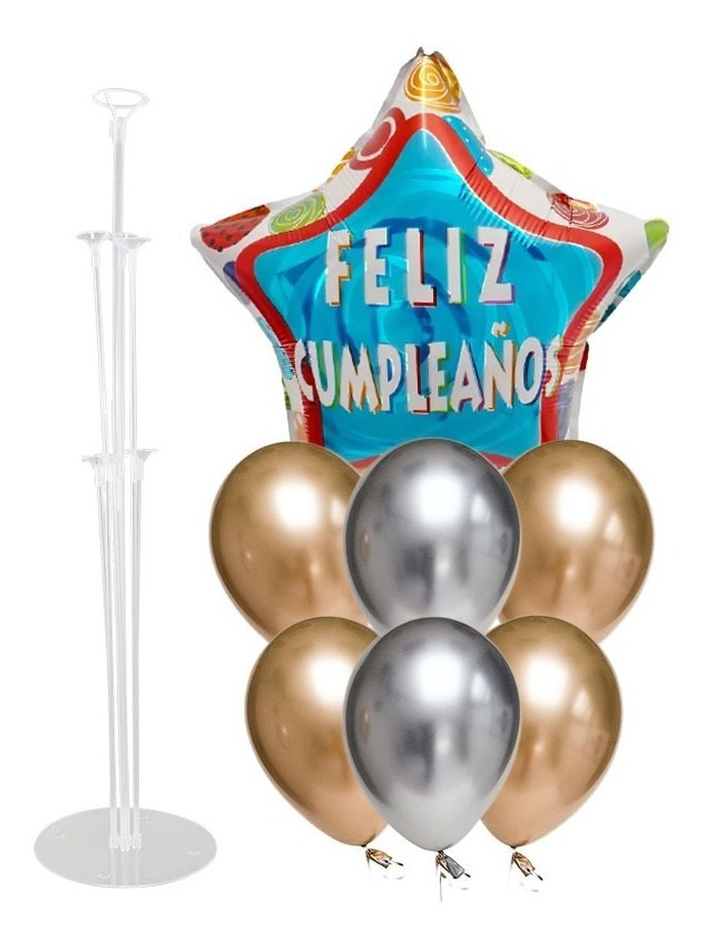 Set Globos Decoración 7 Uds Feliz Cumpleaños + 1 Base - Imagen 16