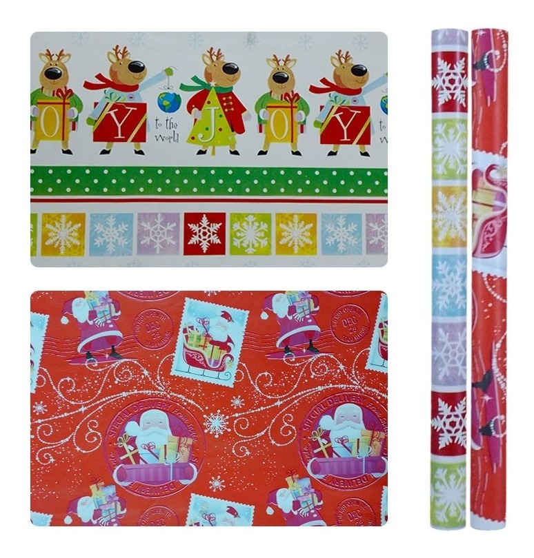 Pack Rollo Papel De Regalo / Diseños Navideños Para Navidad - Imagen 4