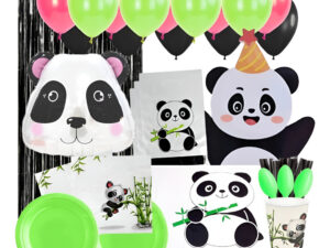 Set De Cumpleaños + Globos + Piñata Motivo Panda 6 Personas