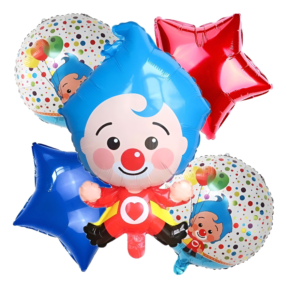 Set De Globos Decoración 5 Uds Con Motivo Payaso Plim Plim