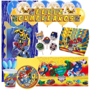 Set Decoración Fiesta + Globos + Piñata Motivo Transformers