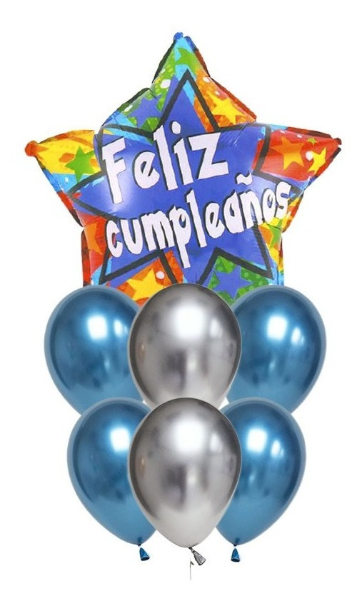 Set Globos Decoración 7 Uds Feliz Cumpleaños + 1 Base - Imagen 14