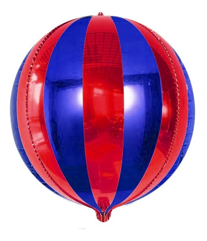Globo Metálico Esfera Color Rojo / Azul / Efecto 4 D