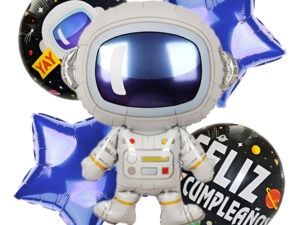 Set De Globos Decoración 5 Uds Astronauta + Estrellas