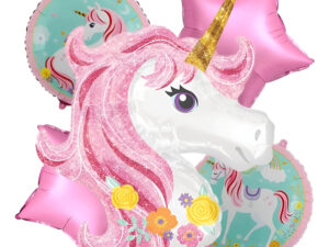 Set De Globos Decoración 5 Uds Unicornio Silueta + Círculos