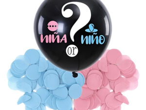 Globo De Látex Negro Celebración Revelación De Sexo 90 Cm