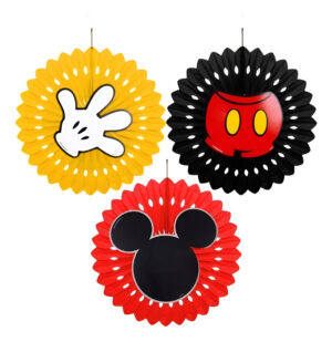 Decoración Fiesta / Abanicos Colgantes / Diseño Mickey Mouse