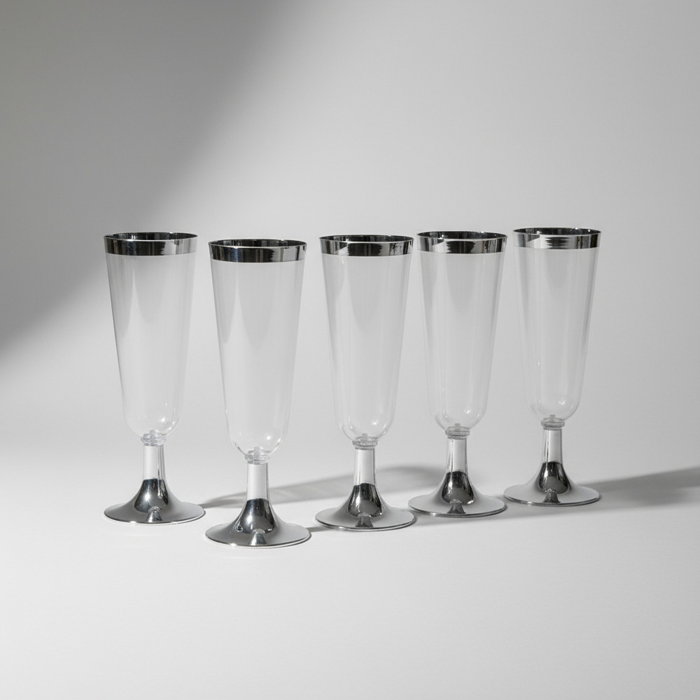 Pack 6 Uds Copas De Plástico Borde Metalizado - Imagen 3