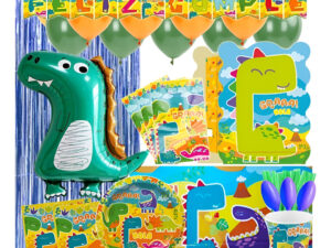 Set De Cumpleaños + Globos + Piñata Dinosaurio (6 Pers)
