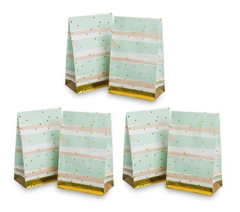 Bolsas De Papel Para Dulces Tonos Pastel Diseño Rayas Puntos - Imagen 2