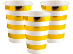 Pack 6 Uds Vaso De Cartón Con Diseño Rayas Gold