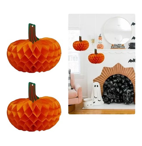 Pack 2 Uds Adorno Colgante Decoración Halloween Calabaza