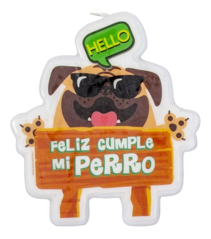 Vela Para Decoración De Torta Diseño Perro / Mensaje