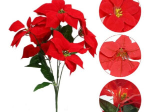 Flores De Navidad / Artificial / Decoración / Ramo 5 Flores