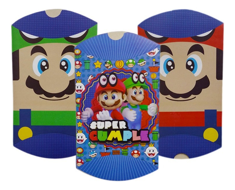 Pack 6 Uds Cajas Para Dulces / Cotillón / Motivo Super Mario