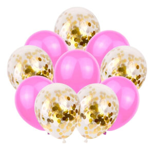 Pack 10 Uds Globos Metálicos + Globos Con Relleno De Confeti