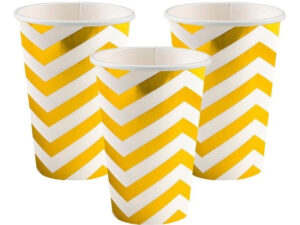 Pack 6 Uds Vaso De Cartón Con Diseño Rayas Zigzag Gold
