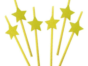 Pack 6 Uds Bombillas De Papel Con Diseño Estrella