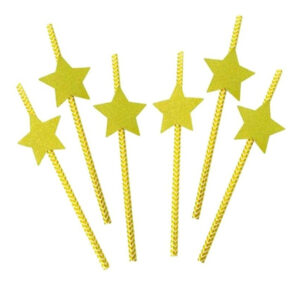 Pack 6 Uds Bombillas De Papel Con Diseño Estrella