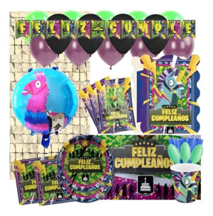 Set De Cumpleaños + Globos + Piñata Motivo Game 12 Personas