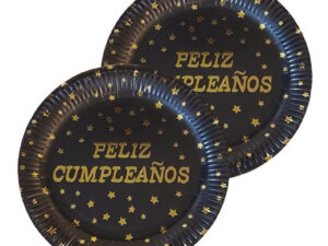 Pack 10 Uds Plato Grande Cartón / Diseño Feliz Cumpleaños