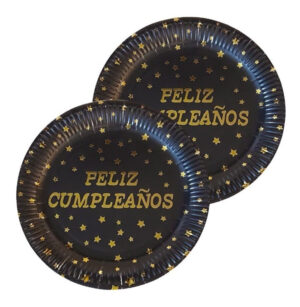 Pack 10 Uds Plato Grande Cartón / Diseño Feliz Cumpleaños
