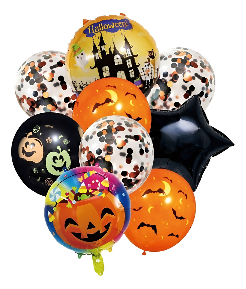 Set De Globos Decoración 9 Uds Motivo Halloween - Imagen 4