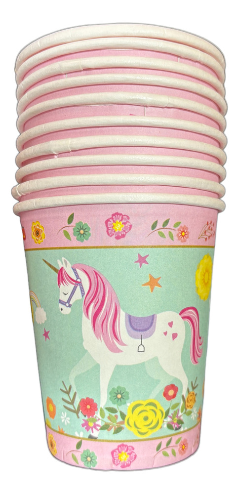 Pack 10 Uds Vaso De Cartón Con Diseño Unicornio - Imagen 2