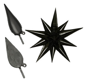 Globo Metálico Motivo Estrella De 12 Puntas 3d / Negro