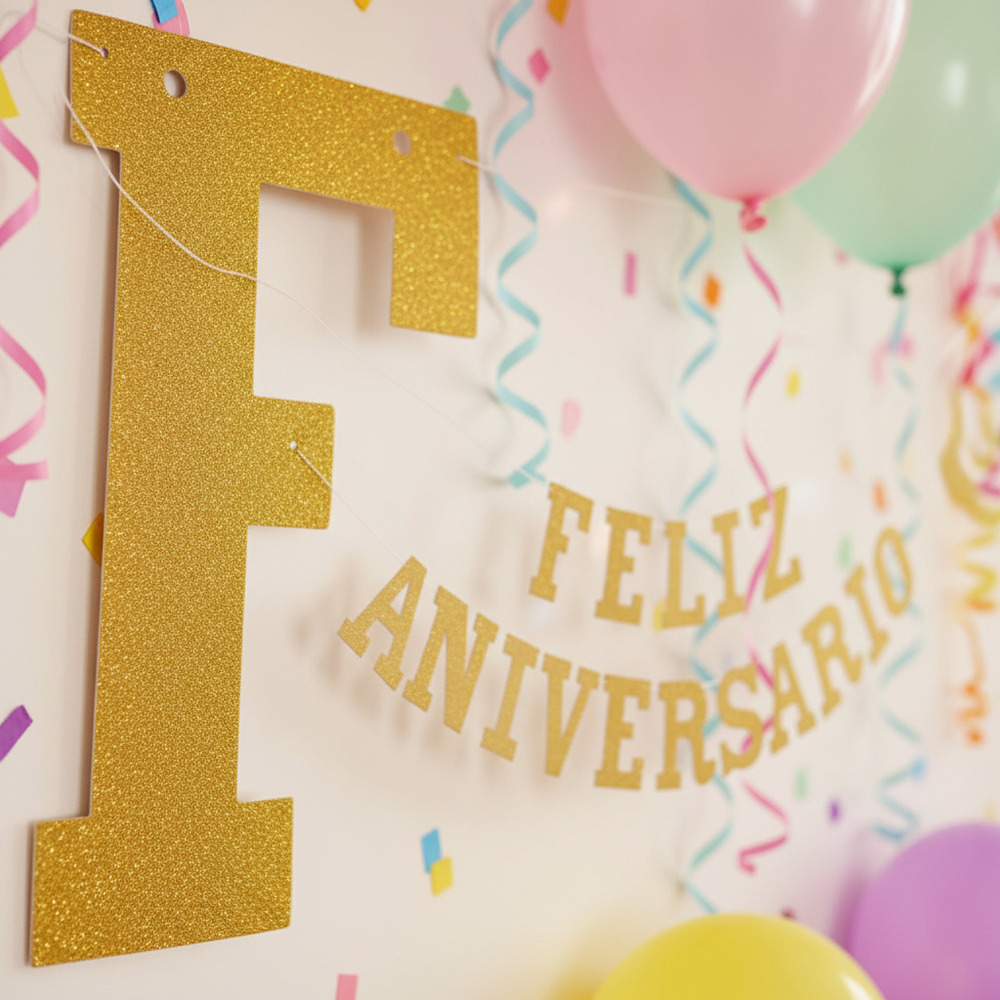 Guirnalda Para Decoración Con Frase Feliz Aniversario - Imagen 4