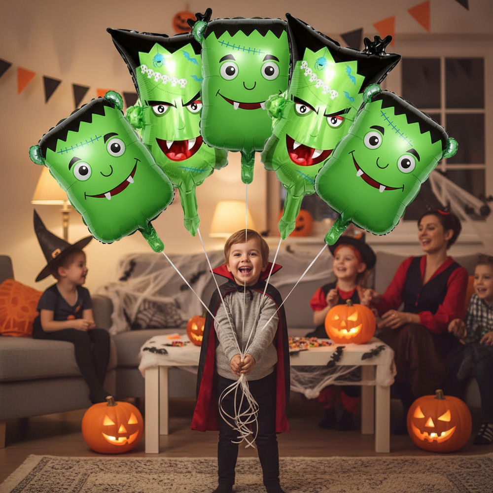 Pack 5 Uds Globo Metálico Para Halloween / Monstruo Verde - Imagen 3