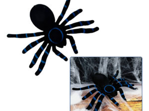 Araña De Terciopelo Con Líneas Azul / Decoración Halloween