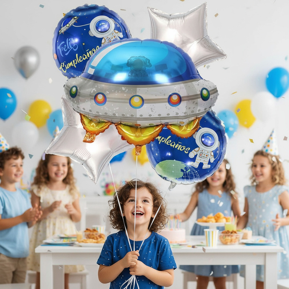 Set De Globos Decoración 5 Uds Espacial + Estrellas - Imagen 6