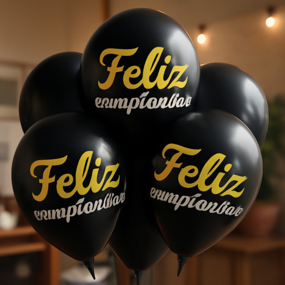 Pack 6 Uds Globos De Látex / Frase Feliz Cumpleaños - Imagen 3
