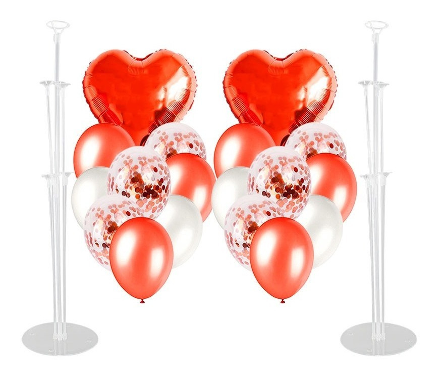 Pack 2 Uds Set De Globos Decoración Corazón + 2 Bases - Imagen 18