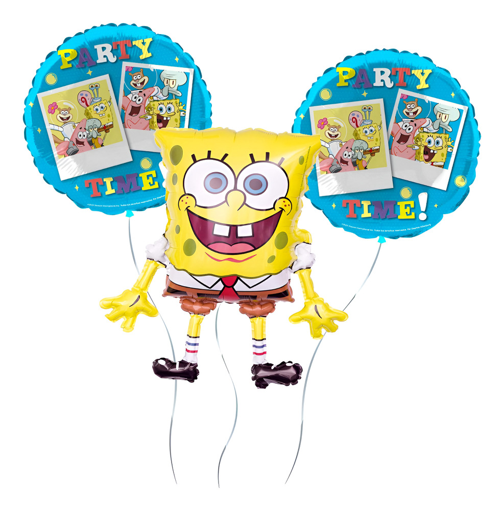 Pack 3 Uds Globos Metalicos Personaje Bob Esponja