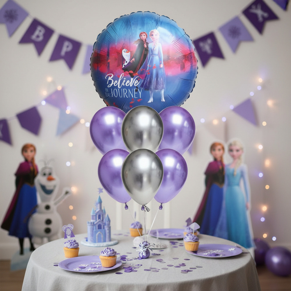 Set De Globos Decoración 7 Uds Personajes Frozen - Imagen 3