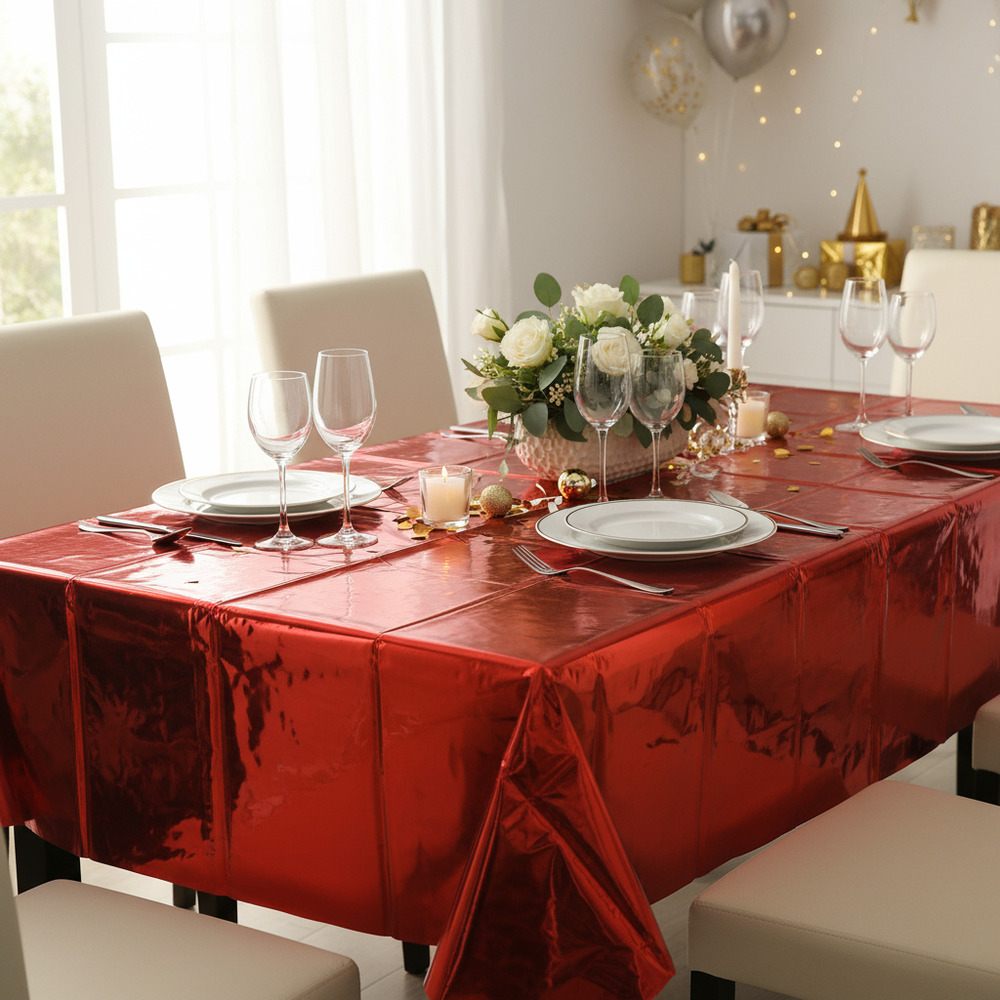 Mantel Metalizado Para Decoración De Mesa Rectangular - Imagen 5