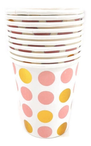 Pack 6 Uds Vaso De Cartón Con Diseño Puntos Dots