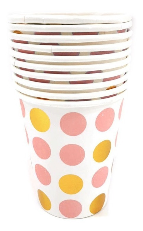 Pack 6 Uds Vaso De Cartón Con Diseño Puntos Dots
