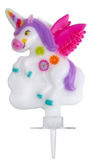 Vela Para Decoración De Torta Silueta Unicornio Con Alas