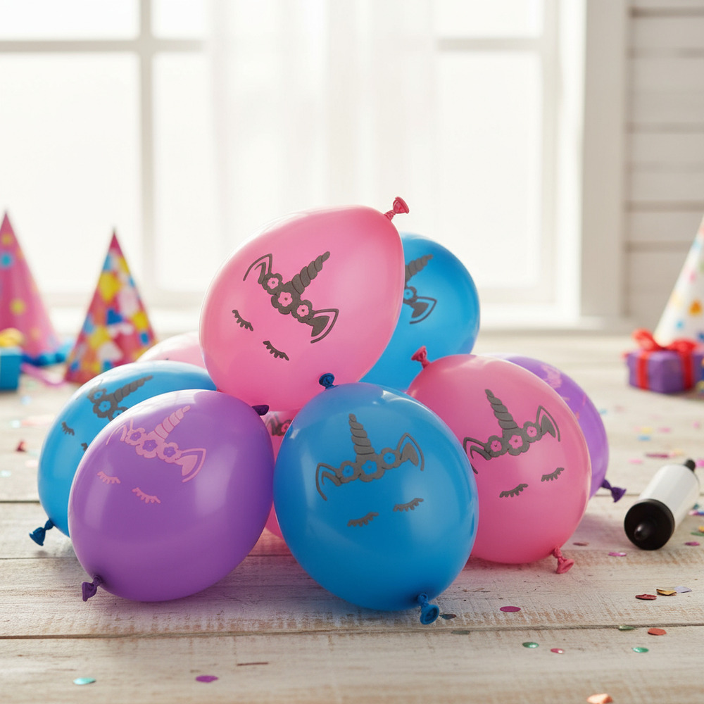 Set Globos Decoración 12uds Globos Látex Motivo Unicornio R9 - Imagen 3