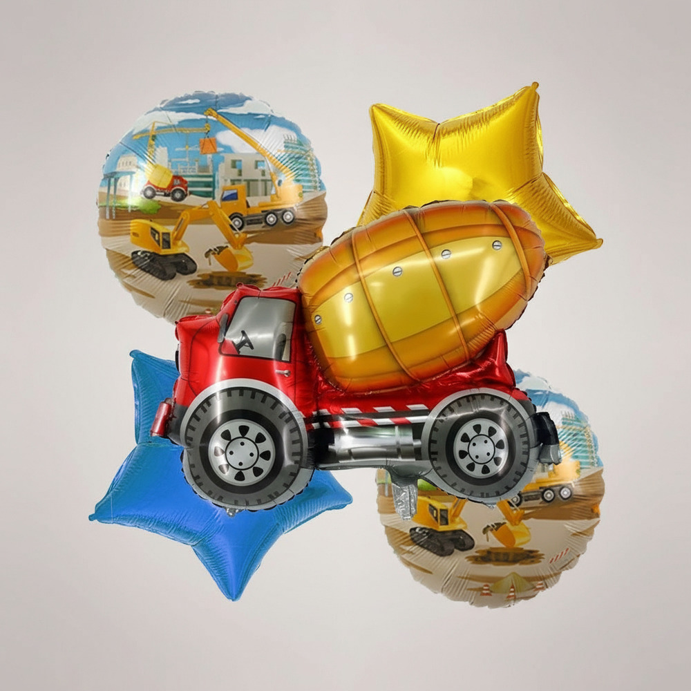 Set De Globos Decoración 5 Uds Motivo Camión De Construcción - Imagen 9