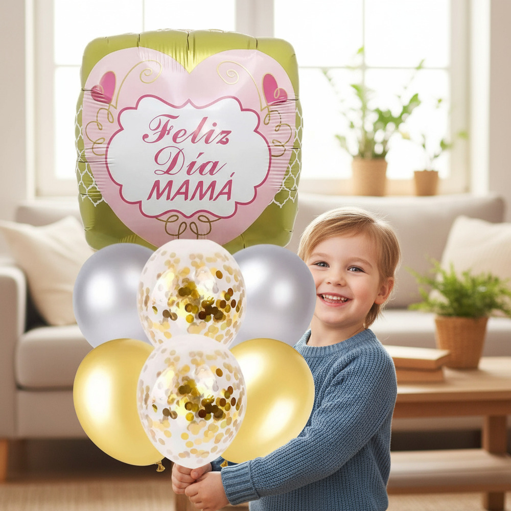 Set De Globos Decoración 7 Uds Especial Feliz Día Mama - Imagen 3