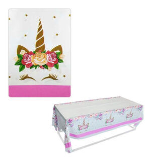 Mantel Plástico Para Decoración De Mesa Motivo ( Unicornio )