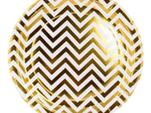 Pack 6 Uds Plato Grande / Diseño Rayas Zigzag Gold