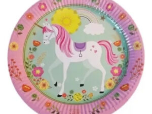 Pack 10 Uds Plato Grande Cartón / Diseño Unicornio