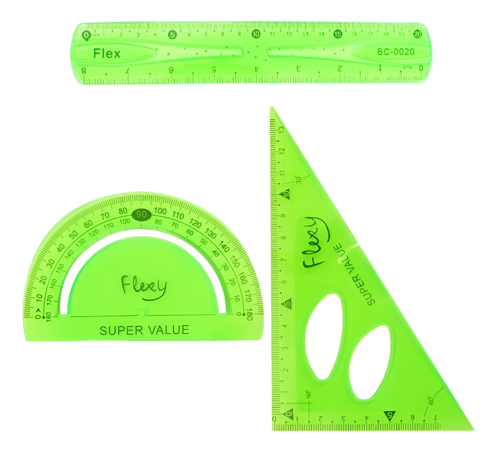 Set 3uds Geometria / Regla Flexible / Escuadra / Transport