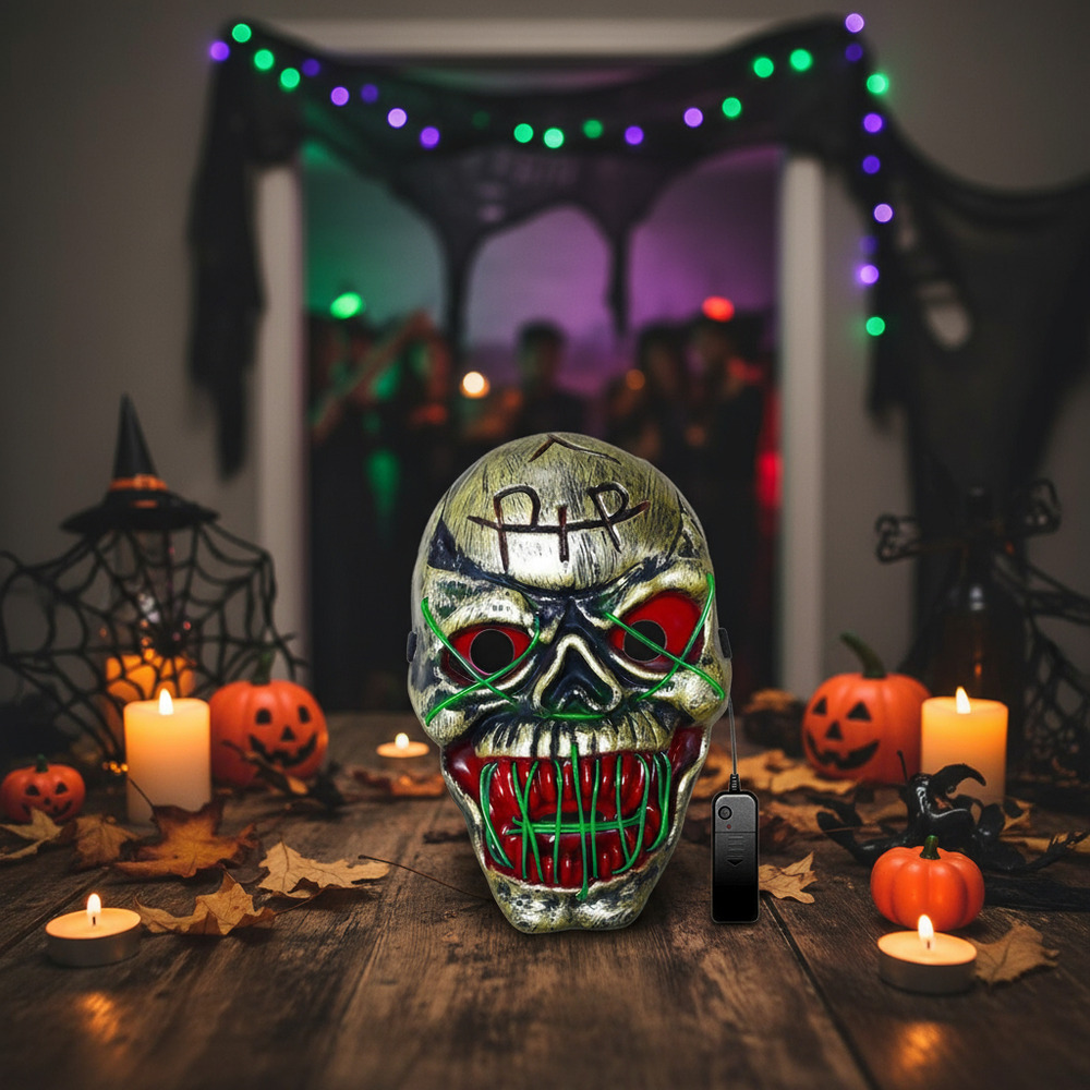 Mascaras Para Tu Disfraz Halloween Con Luz Calavera Dorada - Imagen 3